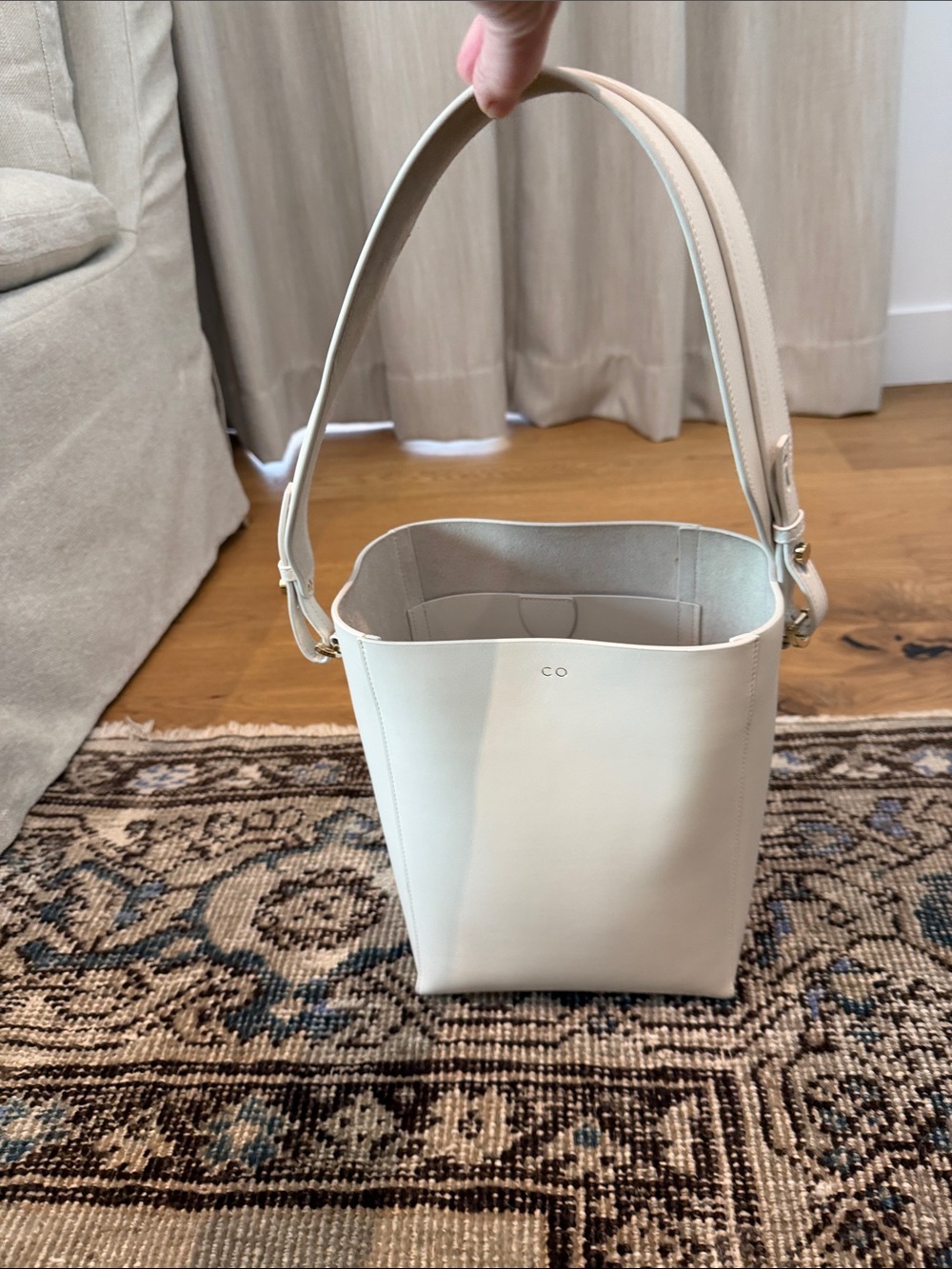 CO Collection Cream Leather Bucket Shoulder Bag